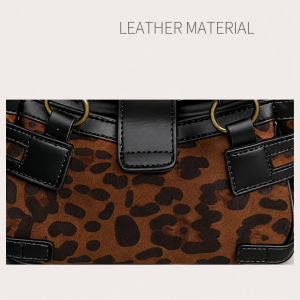 Sacs À Main Carrés Pour Femmes En Pu, Style Streetwear, Avec Quincaillerie Métallique, Patchwork Imprimé Clouté Et Imprimé Léopard, Fermoir À Rivets. h5 Image4