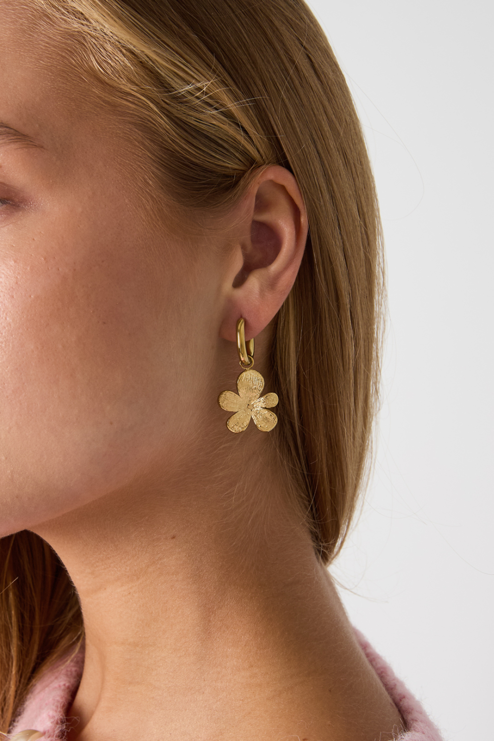 Boucles D'Oreilles Pendantes En Acier Inoxydable, Motif Floral, Collection Daily Simple, Bijoux Pour Femmes h5Image2