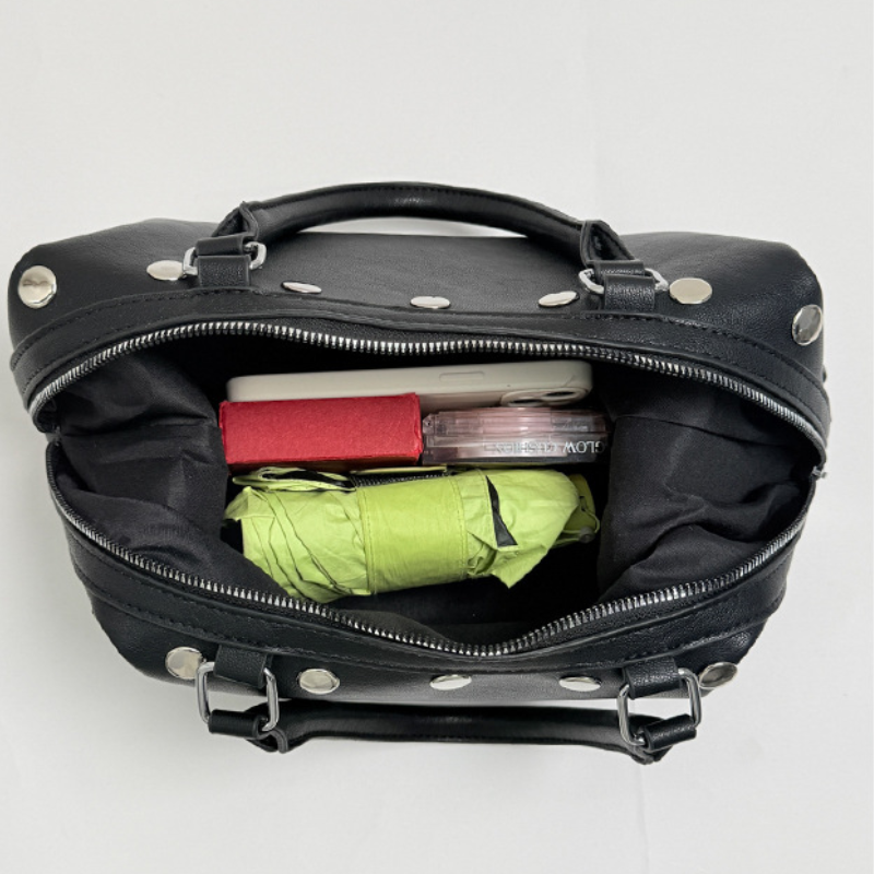 Sacs À Main Carrés Pour Femmes En Pu, Style Décontracté, Ornés De Clous Et De Détails Métalliques. Couleur Unie. Image3