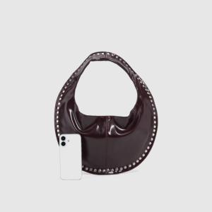 Sacs À Bandoulière Ronds Pour Femmes, Style Streetwear, Couleur Unie, Cloutés, En Pu. h5 Image4