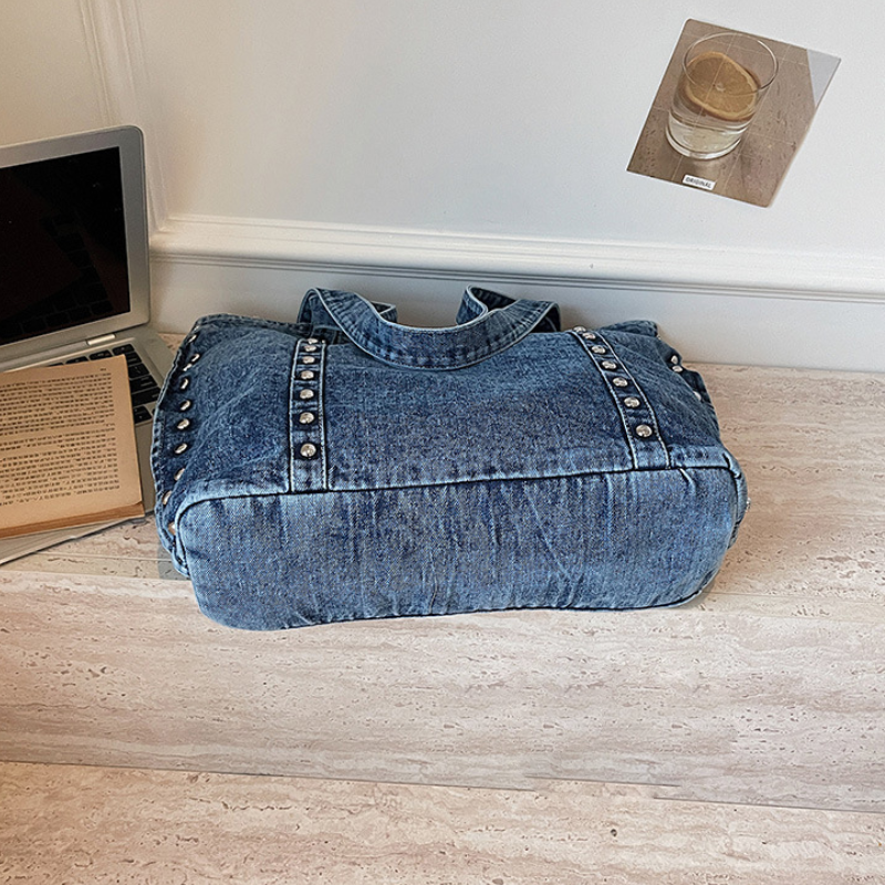 Sacs À Main Carrés Pour Femmes En Toile Unie Cloutée, Style Streetwear Image6