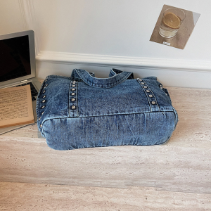 Sacs À Main Carrés Pour Femmes En Toile Unie Cloutée, Style Streetwear h5 Image6