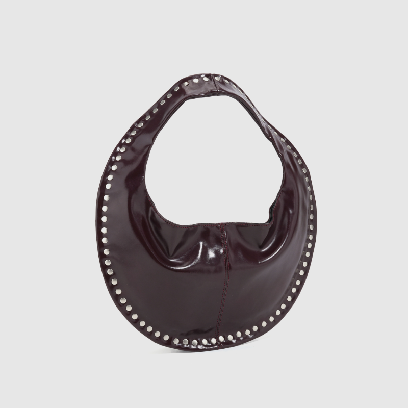 Sacs À Bandoulière Ronds Pour Femmes, Style Streetwear, Couleur Unie, Cloutés, En Pu. h5Image2