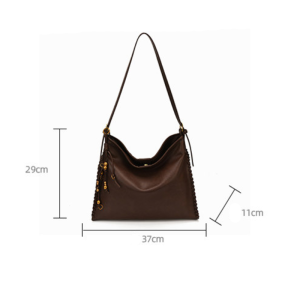 Sacs À Bandoulière Carrés Pour Femmes, Style Décontracté, Avec Détails Métalliques, Couleur Unie Et Pompon, En Pu Tissé. h5 Image11