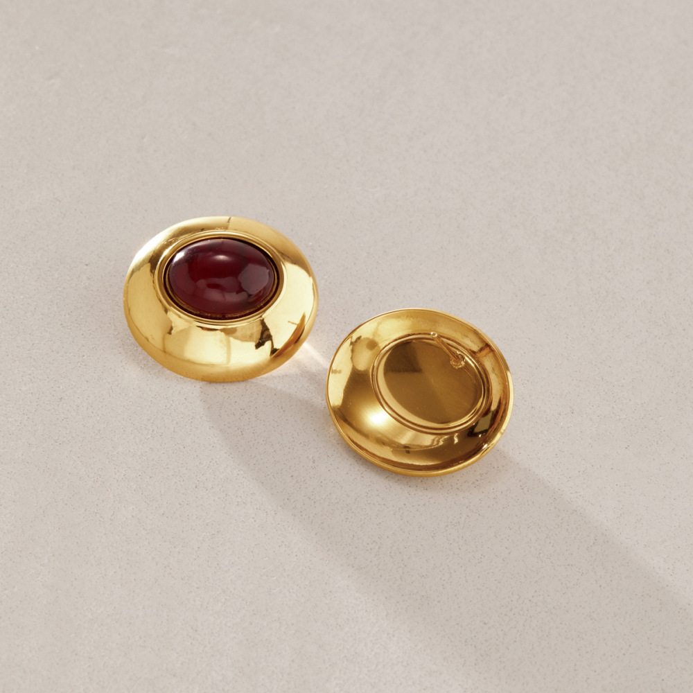 Colliers Pendentifs Pour Femmes En Acier Inoxydable Étanche, Forme Elliptique, Couleur Or h5Image5