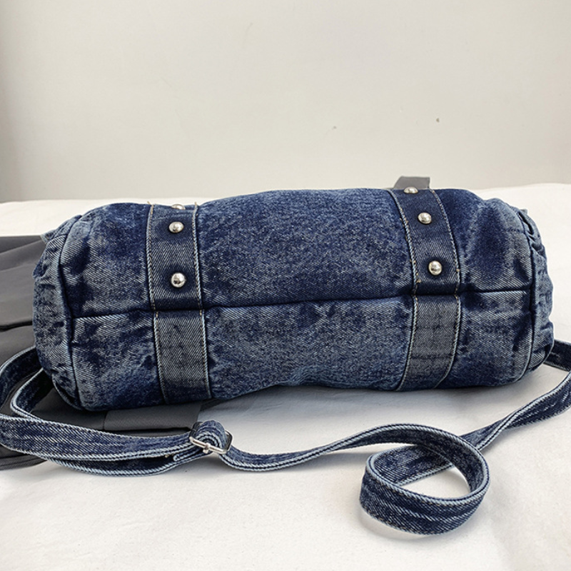 Sacs Bandoulière Femme Style Streetwear Avec Rivets Et Accessoires Métalliques, Couleur Unie, En Tissu À Rivets. h5Image6