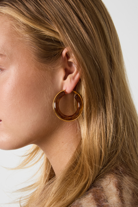 Boucles D'Oreilles Créoles En Résine, Forme Irrégulière, Collection Simple Daily Simple, Bijoux Pour Femmes 2