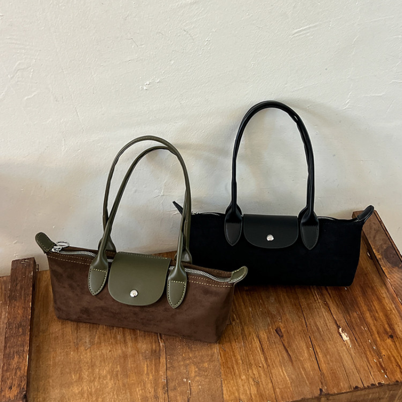 Sacs À Bandoulière Carrés En Daim Uni Style Décontracté Pour Femmes Image2