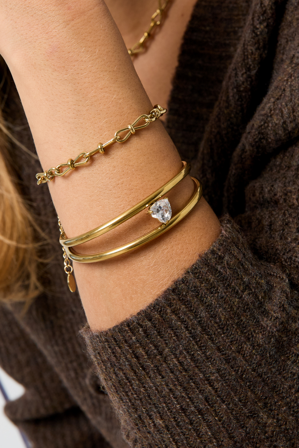 Bracelet Manchette En Acier Inoxydable, Forme Irrégulière, Collection Simple Daily Simple, Bijoux Pour Femmes Image2
