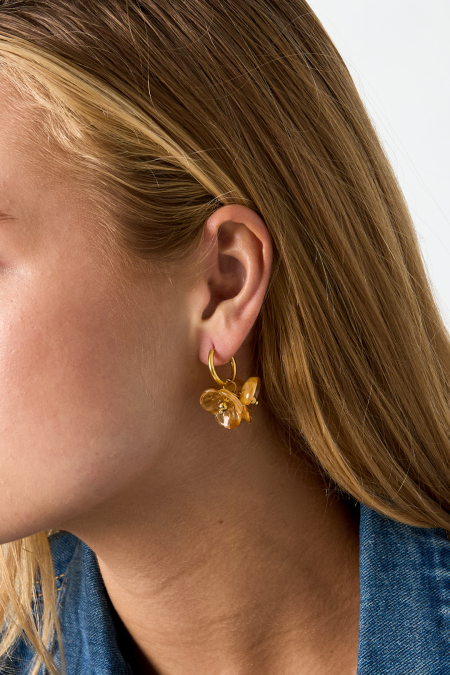 Boucles D'Oreilles En Perles D'Acier Inoxydable, Style Floral, Collection Daily Simple, Bijoux Pour Femmes 2