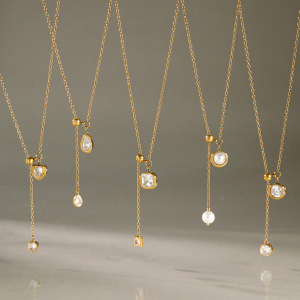 Colliers Longs Pour Femmes En Acier Inoxydable Étanche, Couleur Or, Avec Zircon h5 Image4