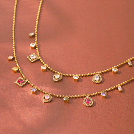 Colliers Pendentifs Pour Femmes En Forme De Cœur, En Acier Inoxydable Étanche, Couleur Or Et Zircon.