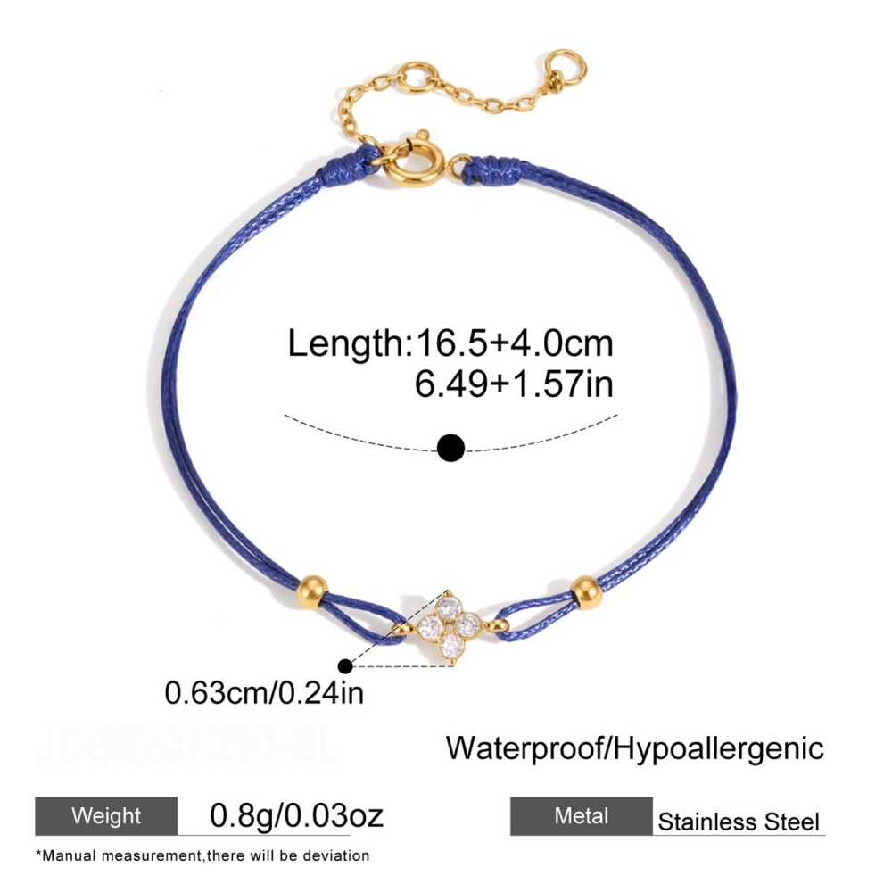 Bracelet Tressé Pour Femme En Acier Inoxydable Avec Croix Fleurie Et Zircon Doré 