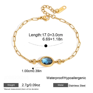 Bracelet À Breloques Pour Femme En Acier Inoxydable Étanche, Forme Elliptique, Couleur Or, Avec Cristal h5