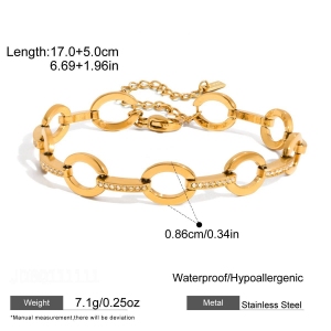 Bracelet Chaîne Pour Femme Infinity En Acier Inoxydable Étanche Couleur Or Avec Zircon h5 
