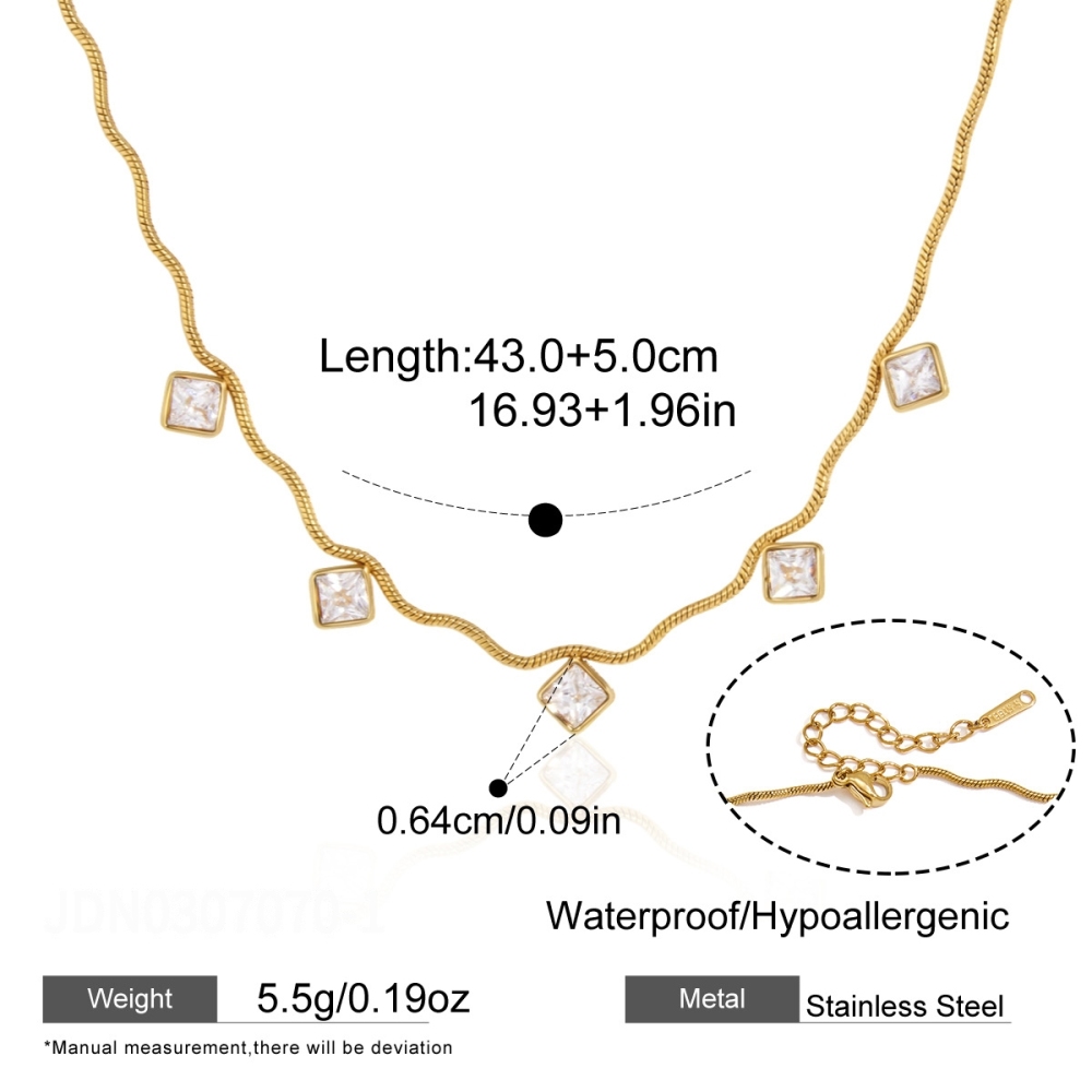 Colliers Pendentifs Pour Femmes En Acier Inoxydable, Forme Ondulée, Couleur Or, Zircon