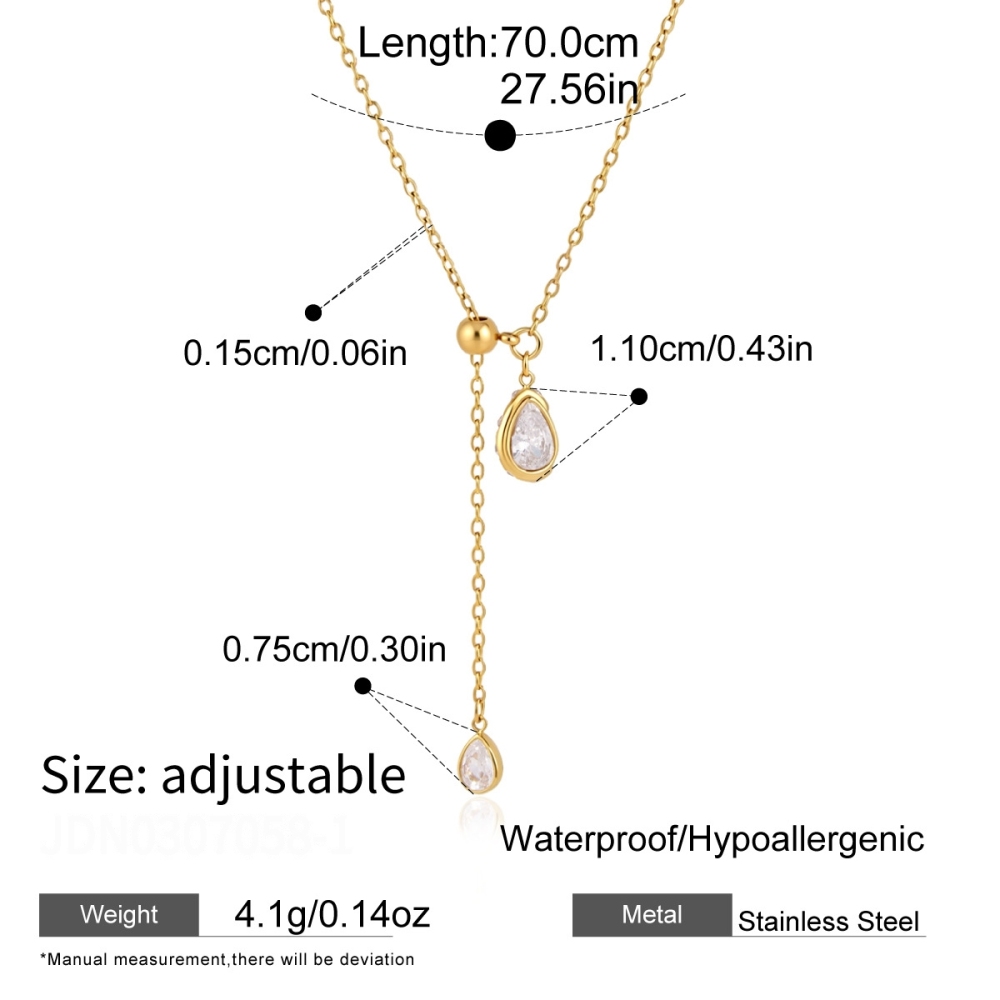 Colliers Longs Pour Femmes En Acier Inoxydable Étanche, Couleur Or, Avec Zircon