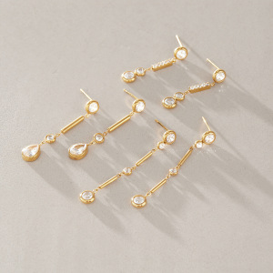 Boucles D'Oreilles Pendantes Élégantes Pour Femmes, En Acier Inoxydable Imperméable, Couleur Or, Avec Pompon Et Zircon. h5 Image4