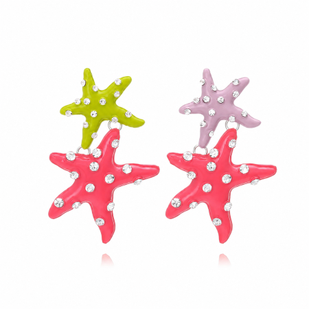 Boucles D'Oreilles Pendantes Pour Femme, Style Océanique, En Alliage Et Strass, Motif Étoile De Mer