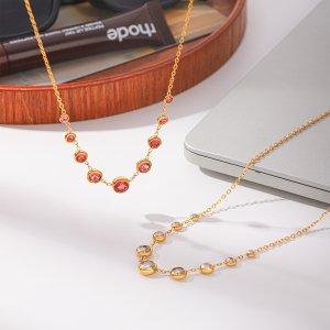Colliers À Maillons Pour Femmes, En Acier Inoxydable Imperméable, Couleur Or, Avec Zircon, Collection De Luxe h5 Image3