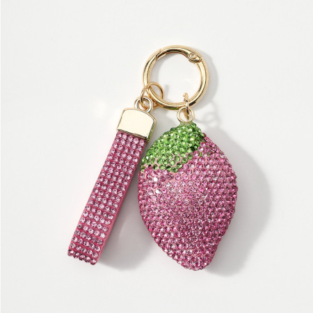 Porte-Clés De Luxe En Alliage Uni, Orné De Strass Et De Jolis Fruits, Motif Fruit Mignon. Collection Luxe.