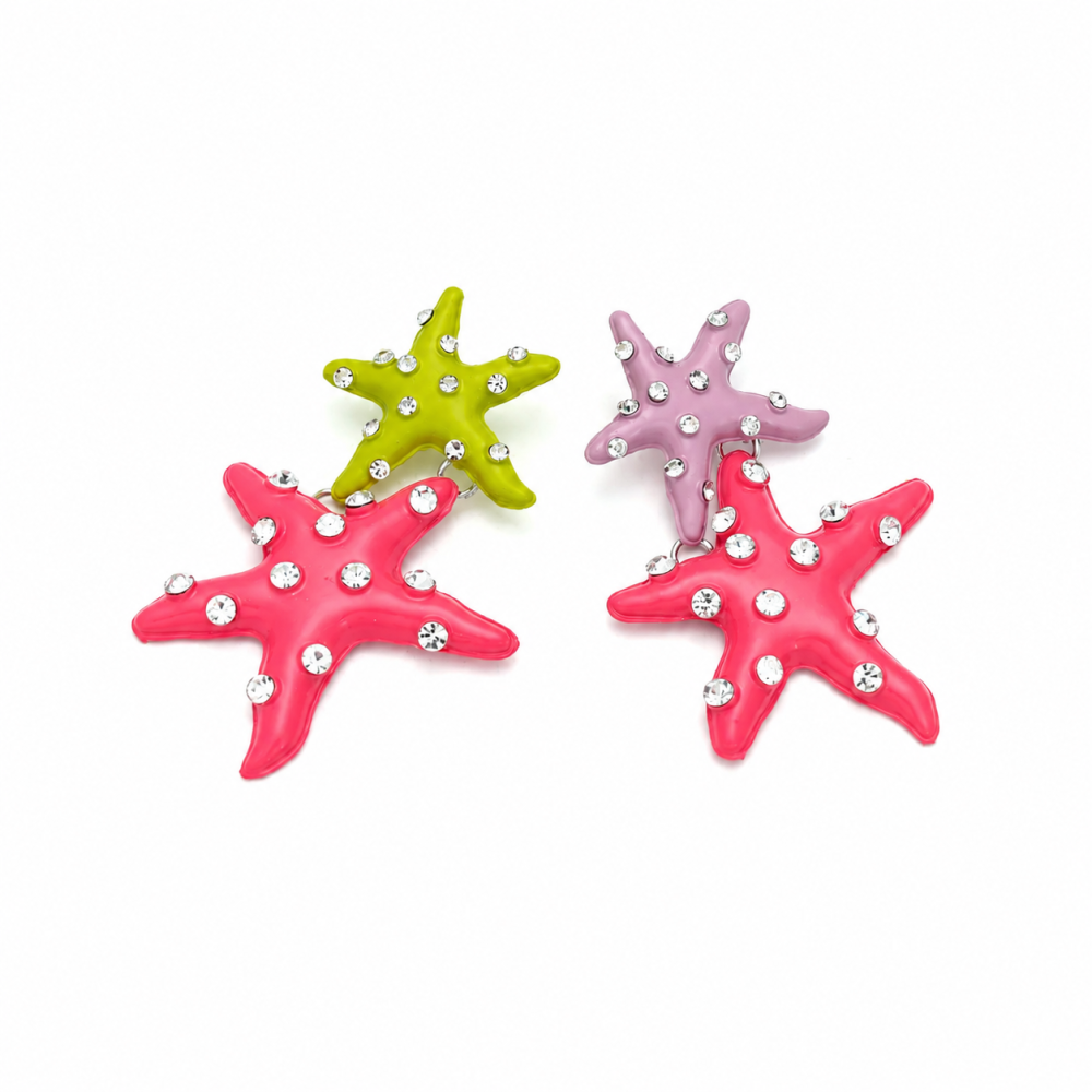 Boucles D'Oreilles Pendantes Pour Femme, Style Océanique, En Alliage Et Strass, Motif Étoile De Mer Image3