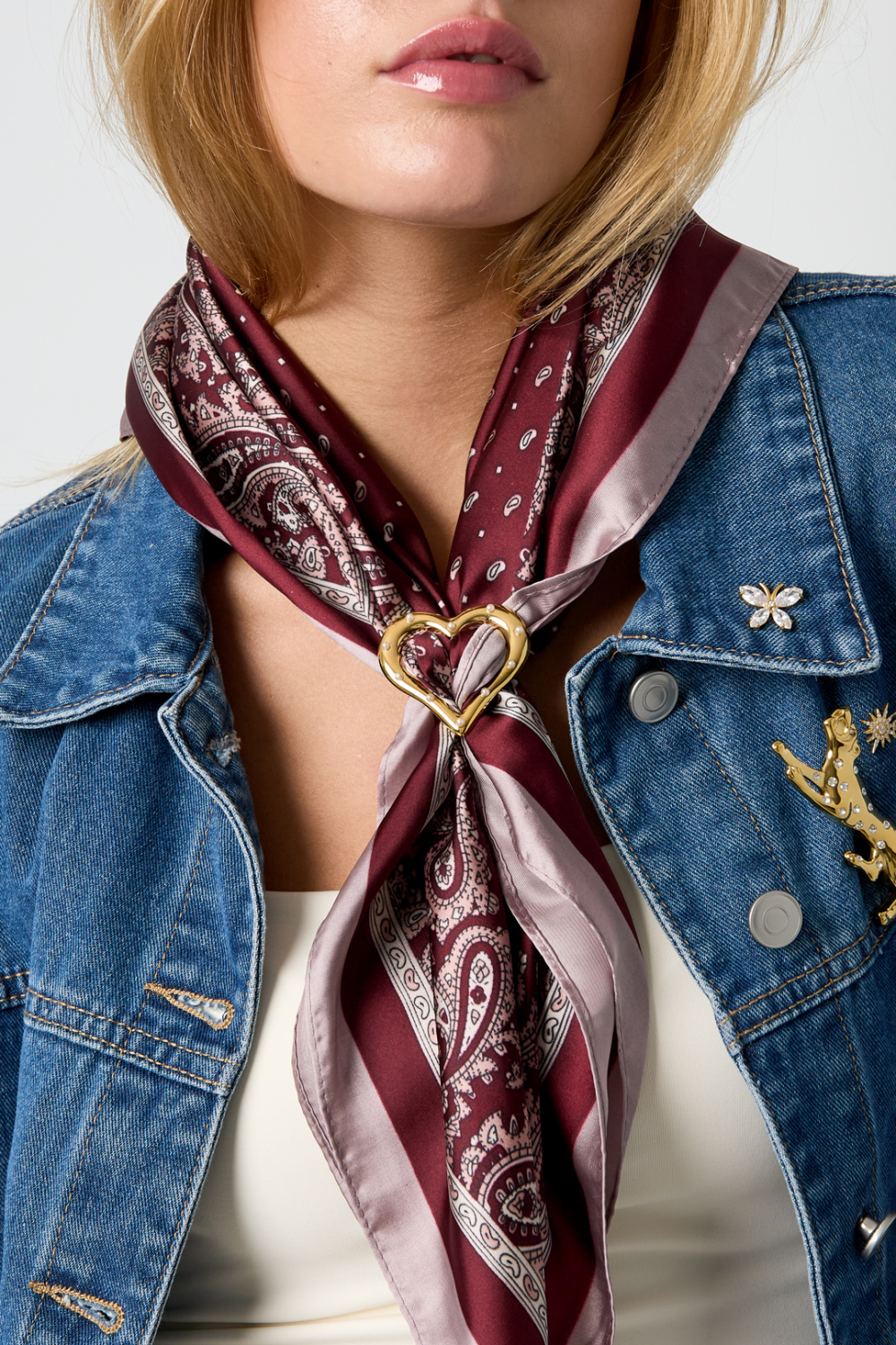 Pince À Foulard En Soie En Forme De Cœur, Simple, En Acier Inoxydable, Accessoire Du Quotidien Image2