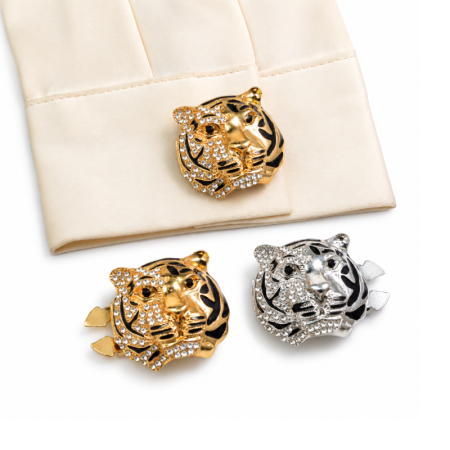 Boutons De Manchette En Métal À Motif Léopard Uni, Ornés De Strass, Collection Rétro De Luxe
