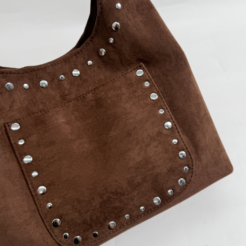 Sacs À Bandoulière Femme En Daim À Rivets, Style Streetwear, Couleur Unie Image5