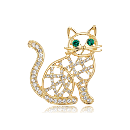 Broches En Métal Et Strass Représentant Un Chat Mignon, Collection Luxueuse