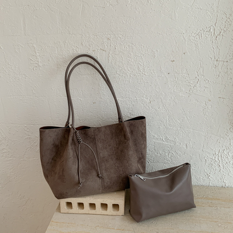 Sac Cabas Minimaliste En Daim Uni Pour Femme h5Image2