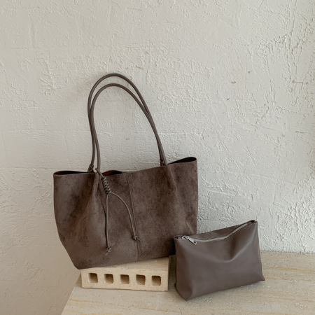 Sac Cabas Minimaliste En Daim Uni Pour Femme 2