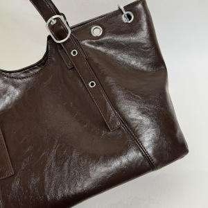 Sac Cabas Femme En Pu Ajouré, Couleur Unie, Style Streetwear, Avec Quincaillerie En Métal h5 Image5