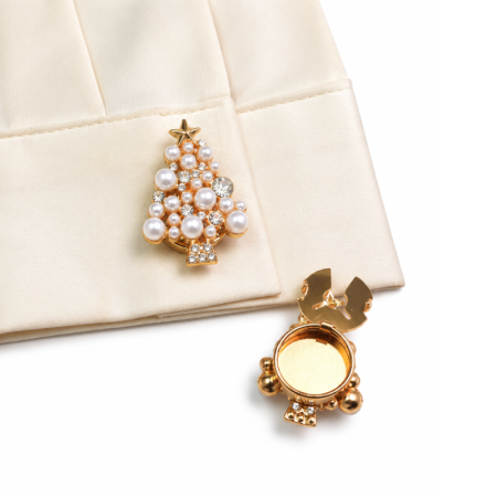 Boutons De Manchette De Luxe En Perles D'Imitation, Strass Et Perles Artificielles, Collection Vacances Et Noël