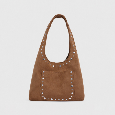 Sacs À Bandoulière Femme En Daim À Rivets, Style Streetwear, Couleur Unie