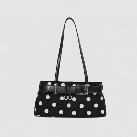 Sacs À Bandoulière Pour Femmes En Daim À Pois Et Détails Métalliques, Style Parisien Chic