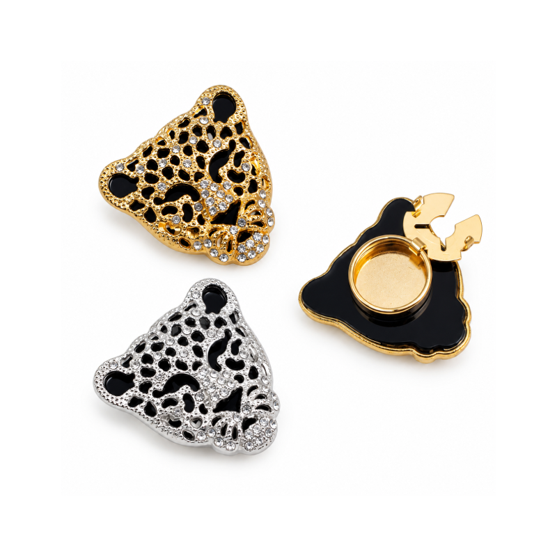 Boutons De Manchette De Luxe En Métal À Imprimé Léopard Rétro Et Strass Image2