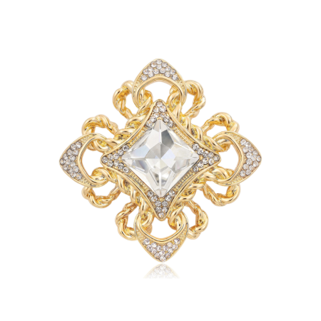 Broches De Luxe Rétro En Métal, Forme Géométrique Unie, Strass Et Pierres Précieuses Artificielles