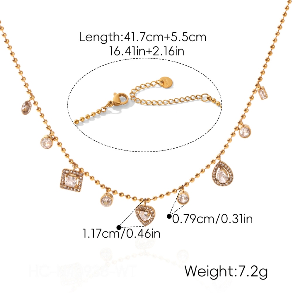 Colliers Pendentifs Pour Femmes En Forme De Cœur, En Acier Inoxydable Étanche, Couleur Or Et Zircon. Image2