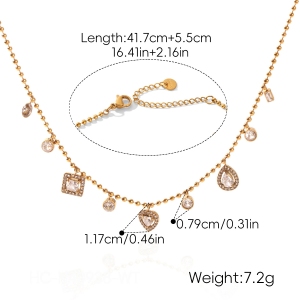 Colliers Pendentifs Pour Femmes En Forme De Cœur, En Acier Inoxydable Étanche, Couleur Or Et Zircon. h5 Image2