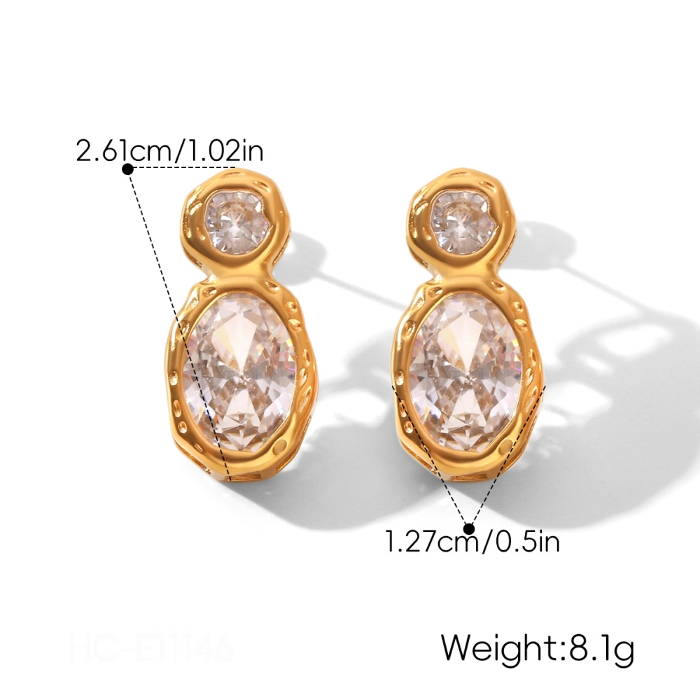 Boucles D'Oreilles Puces Pour Femmes En Acier Inoxydable Étanche, Couleur Or, Avec Zircon. Image2