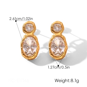 Boucles D'Oreilles Puces Pour Femmes En Acier Inoxydable Étanche, Couleur Or, Avec Zircon. h5 Image2