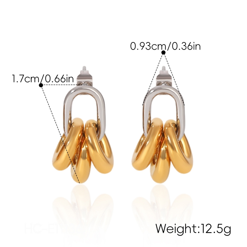 Boucles D'Oreilles Pendantes Rondes Pour Femmes, En Acier Inoxydable Étanche, Couleur Or Image2