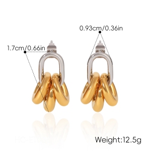 Boucles D'Oreilles Pendantes Rondes Pour Femmes, En Acier Inoxydable Étanche, Couleur Or h5 Image2