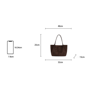 Sac Cabas Minimaliste En Daim Uni Pour Femme h5 Image8