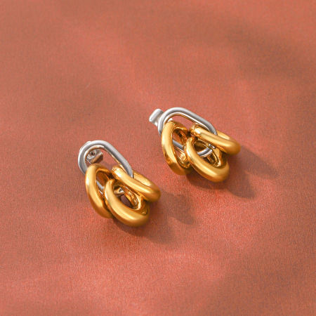 Boucles D'Oreilles Pendantes Rondes Pour Femmes, En Acier Inoxydable Étanche, Couleur Or