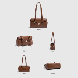 Sacs À Bandoulière Pour Femmes, Style Bureau, Avec Quincaillerie En Métal, Couleur Unie, En Pu h5 Image3