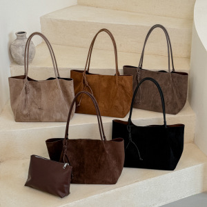 Sac Cabas Minimaliste En Daim Uni Pour Femme h5 Image3