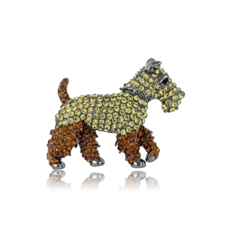 Broches Luxueuses En Métal Et Strass, Représentant Un Adorable Chiot Aux Couleurs Assorties.