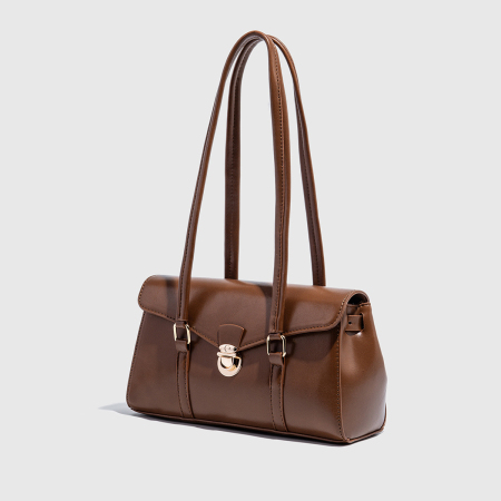 Sacs À Bandoulière Pour Femmes, Style Bureau, Avec Quincaillerie En Métal, Couleur Unie, En Pu 2